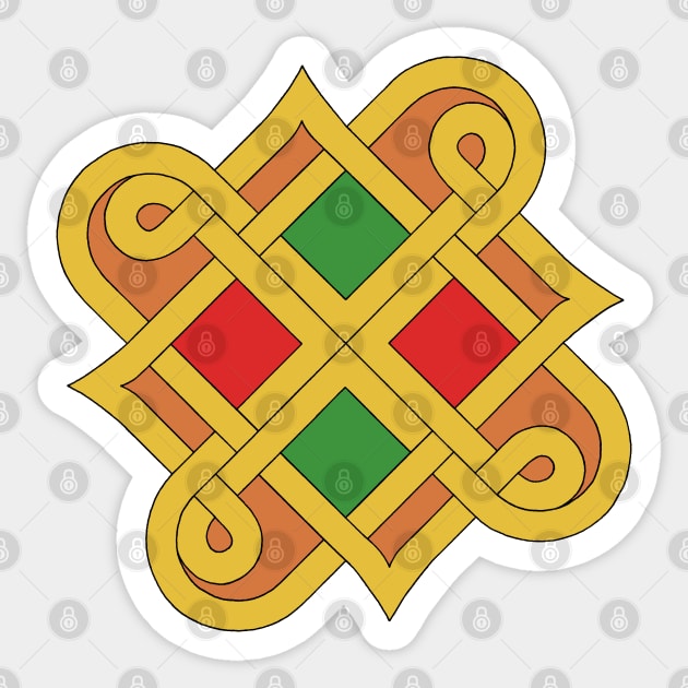 Durrow Knotwork 2016 Red and Green Sticker by AzureLionProductions